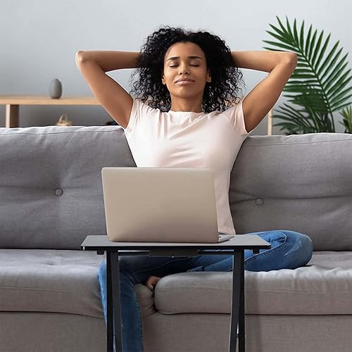 Miniatura 7 de 2 mesas plegables negras para TV con estante de almacenamiento compacto