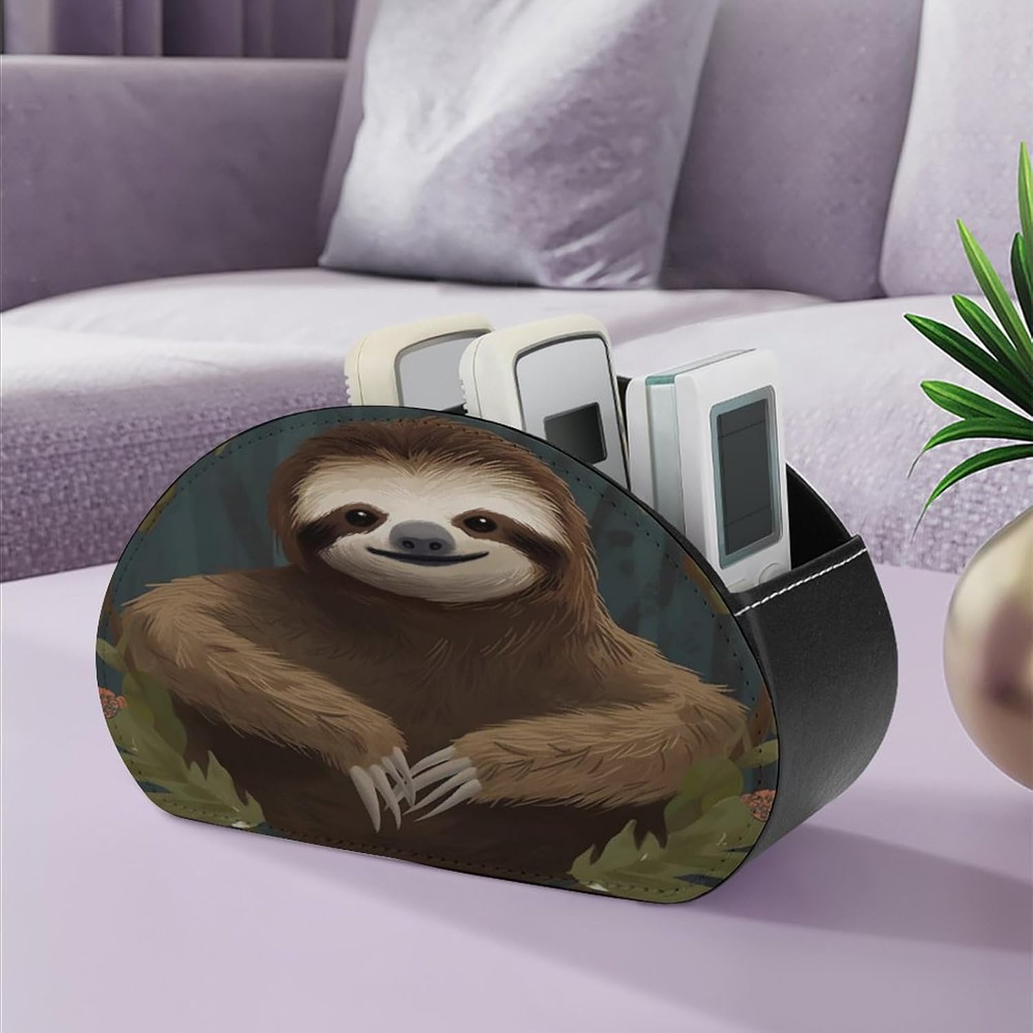 Animal PU Leather Remote Control Holder with 5 Compartments image 5
