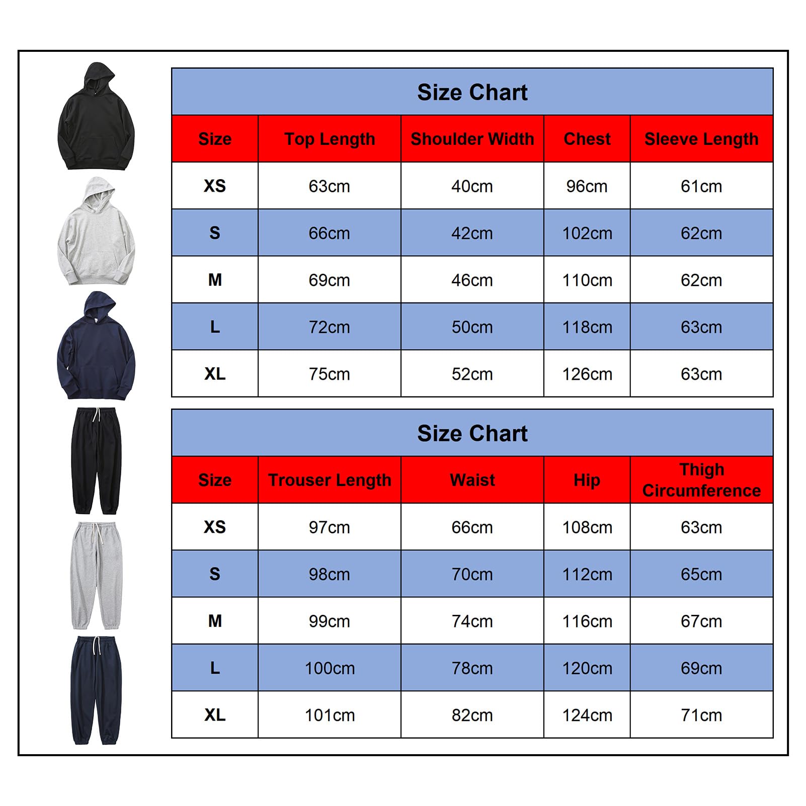Unisex Uomo Donna 2 Pezzi Tuta da Ginnastica in Cotone - Felpa con Cappuccio e Pantaloni da Jogging con Tasche Grigio Carbone M