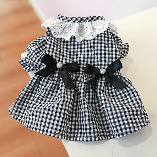 Miniatura 6 de Ropa para perros con lazo, vestido de princesa para niñas, perros, lindo cuello de encaje, vestidos a cuadros, vestidos de verano para cachorros,