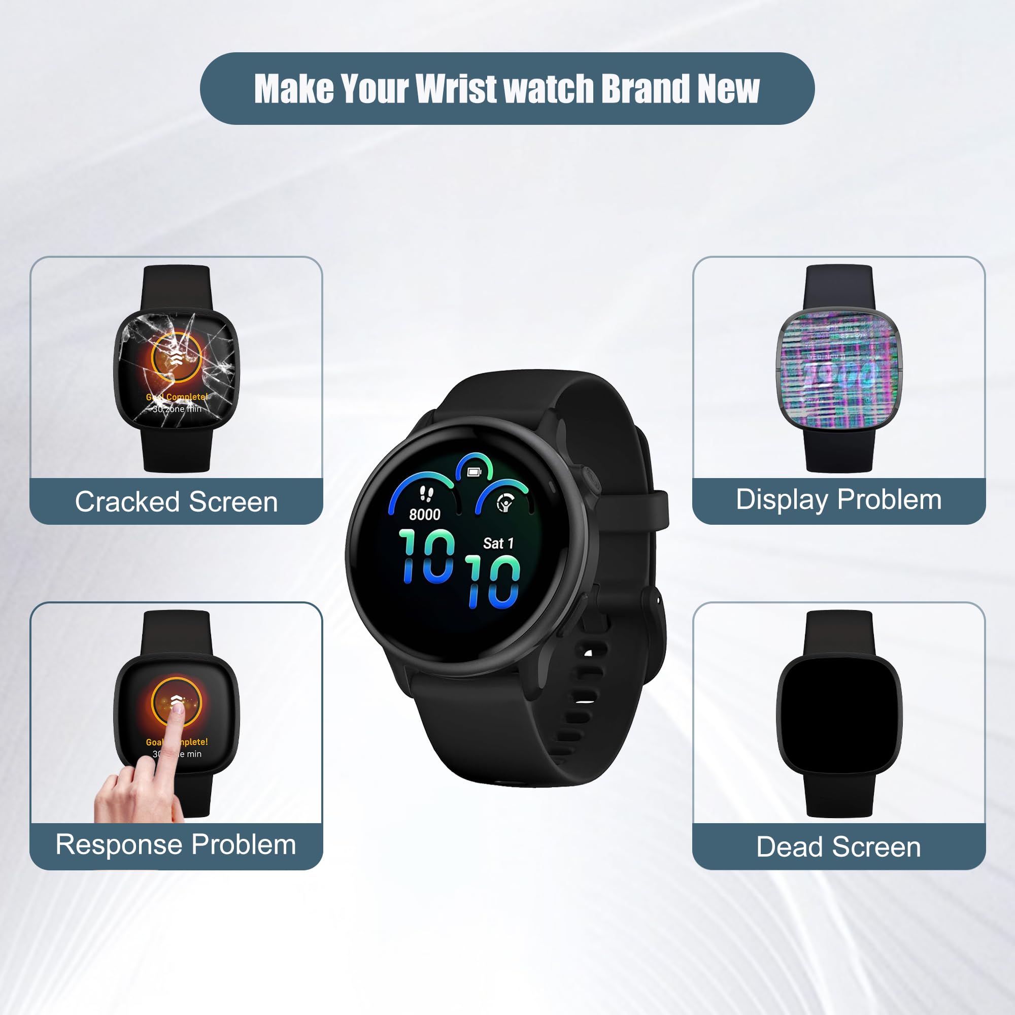 Nowy zamiennik wyświetlacza kompatybilny z Garmin Vivoactive 6 42 mm 1,2" Smartwatch LCD Display Touch Screen Assembly with Tools Black