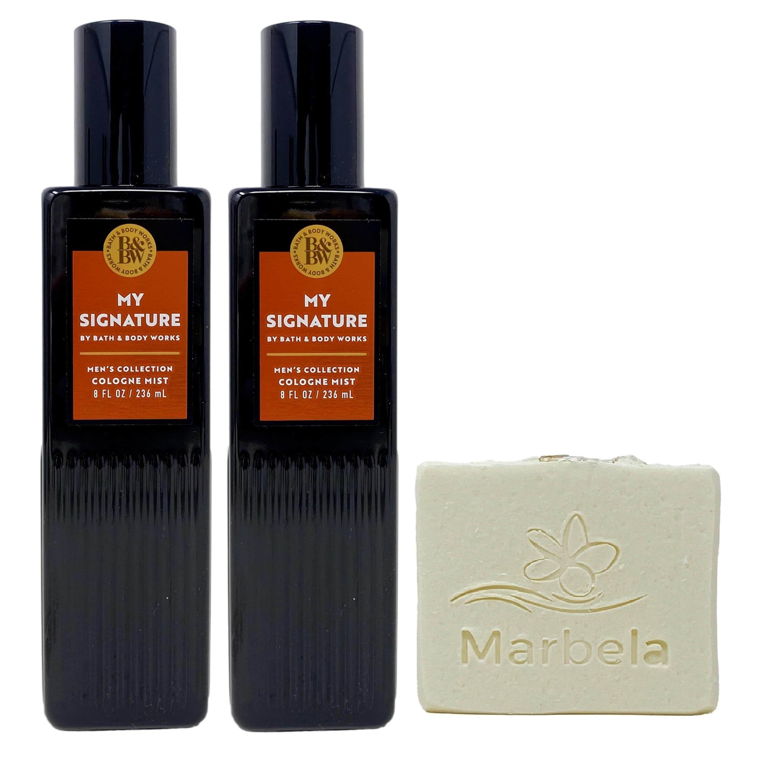 Bath & Body Works Men's Collection My Signature 2 Pack Cologne Mist Bundle with a 4 oz Marbela Natural Oats Bar Soap