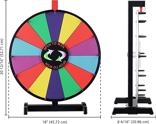 Miniatura 9 de WinSpin juego giratorio tablero redondo de 18 pulgadas rueda colorida con 14 posiciones con premios editables marcadores