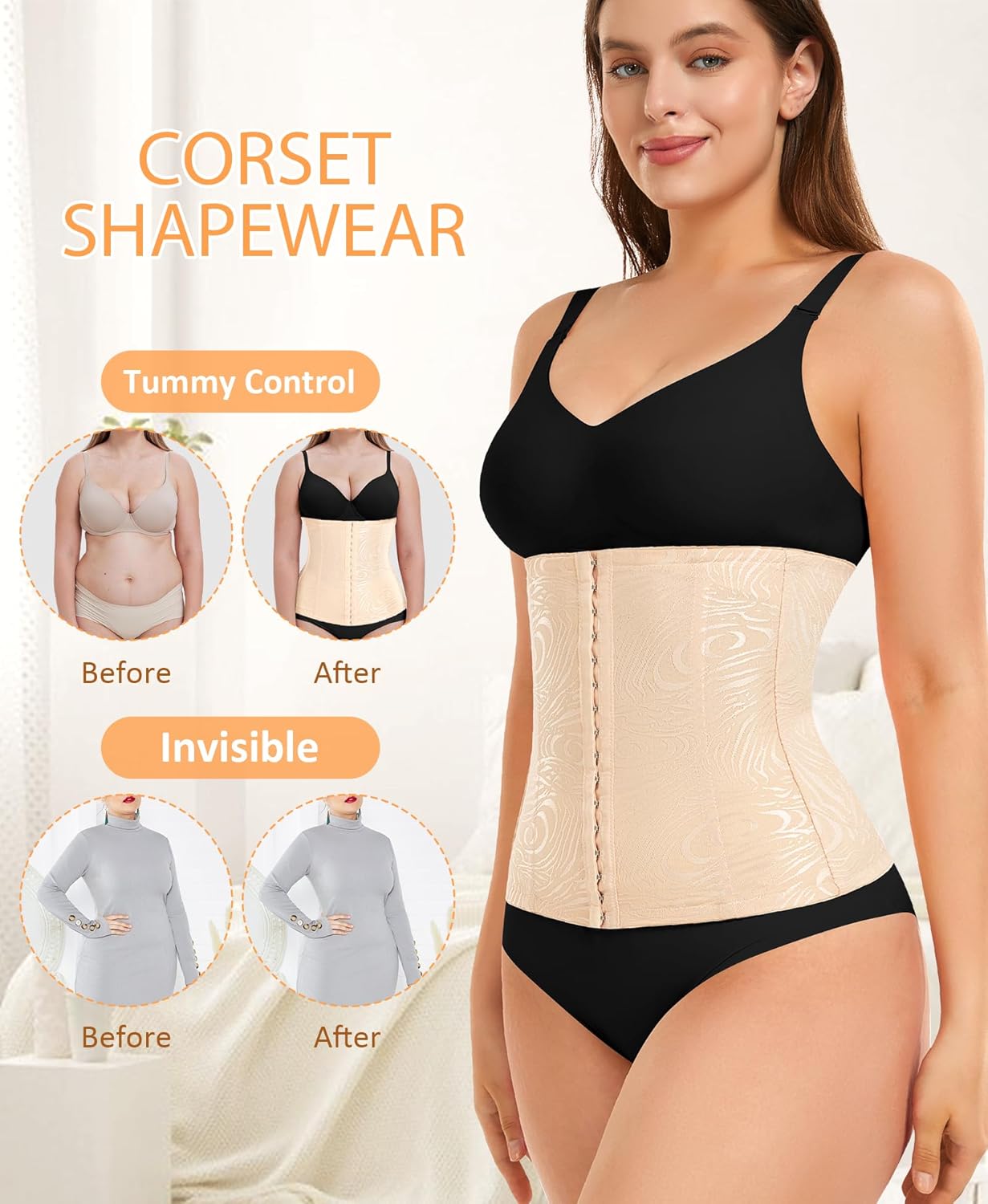 Ganado Waist Trainer for Women Tummy Control Waist Cincher Corset Shapewear - Image 5