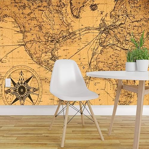 Miniatura 4 de RECETHROWS Papel tapiz autoadhesivo con diseño de mapa antiguo del mundo, papel tapiz autoadhesivo para pared grande, rollo de película de vinilo