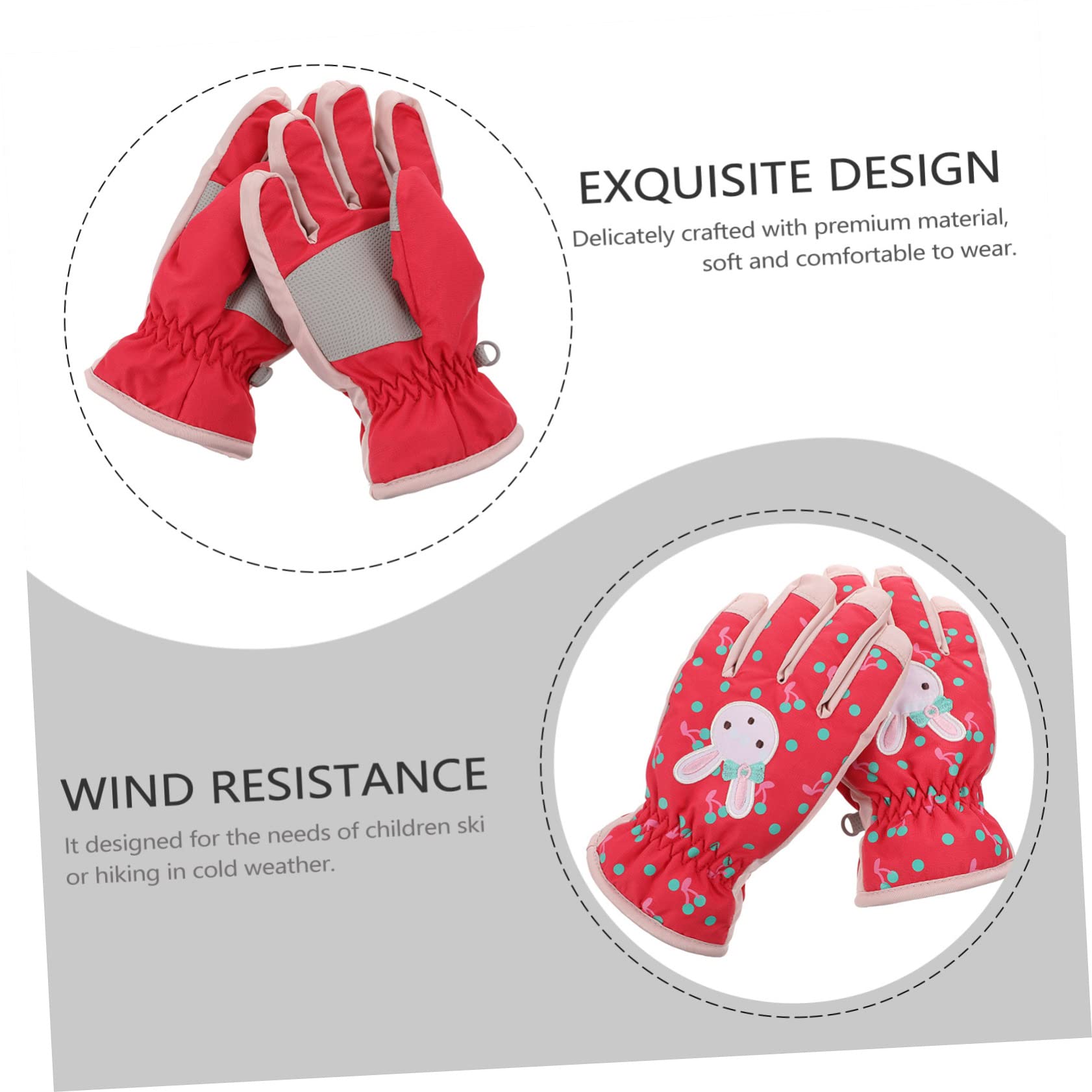 SHERCHPRY 3paare Winterfeste Mädchen Skihandschuhe wasserdichte Winddichte Und rutschfeste Fäustlinge Mit Cartoon-Muster Für Mädchen Für Skifahren Und Outdoor-aktivitäten Rot s