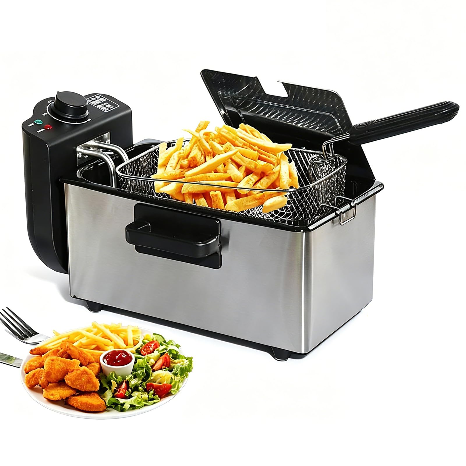 Friteuse avec panier et récipient d'huile amovible pour ailes de poulet