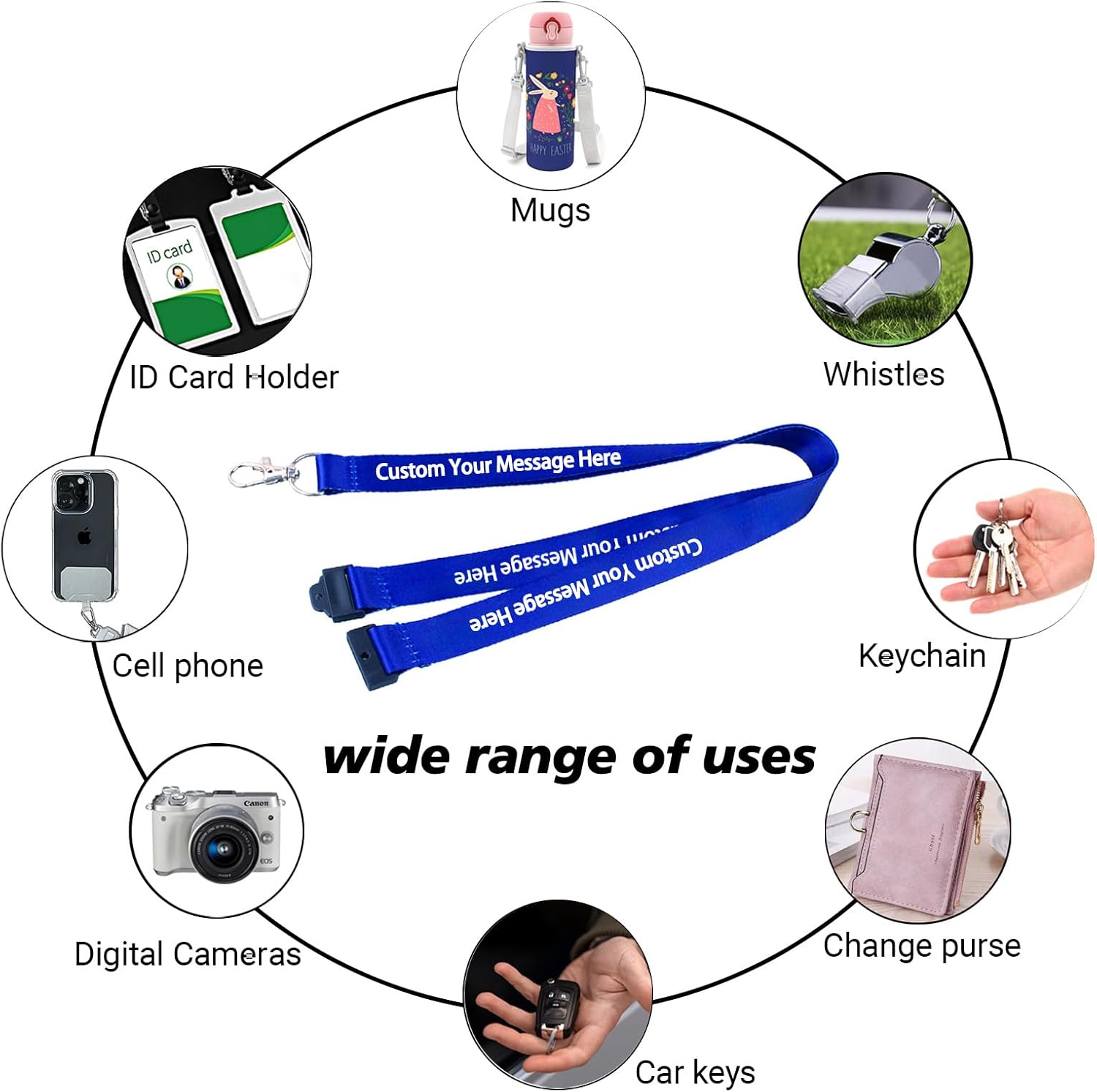 200 PCS Custom Lanyards with Logo/Text Printing - Personalized Lanyards for Trade Shows, Schools, Hospitals, Events, Conferences