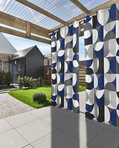 Miniatura 3 de Abstract Geomrtry Outdoor Curtains for Patio Waterproof Drapery,Grommet Window Curtain Drapes for Living