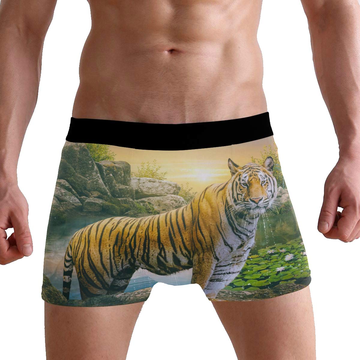 PUXUQU Mens Boxers Shorts Animal Tiger Boxer Briefs Underwear for Men Boy