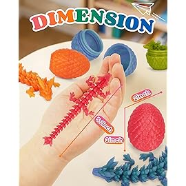 TBOLINE 4PCS 3D Printed Dragon Egg, Christmas Stocking Stuffers for Kids, Articulated Crystal Animals Fidget Toy