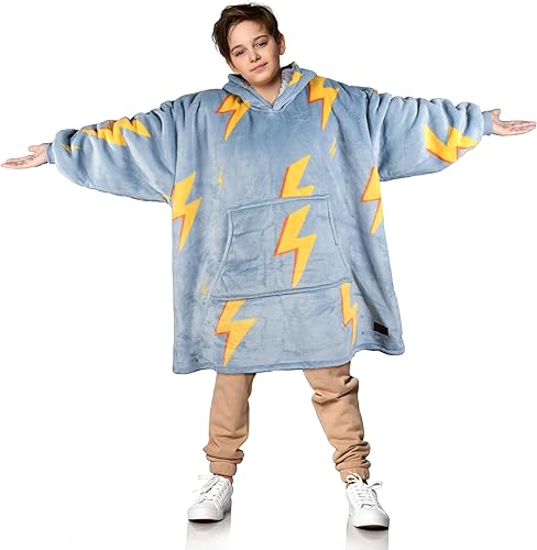 Solaris - Sudadera tipo cobija con capucha aborregada, súper suave y acogedora para adolescentes, niñas, jóvenes, niños (7-15 años), tamaño grande,