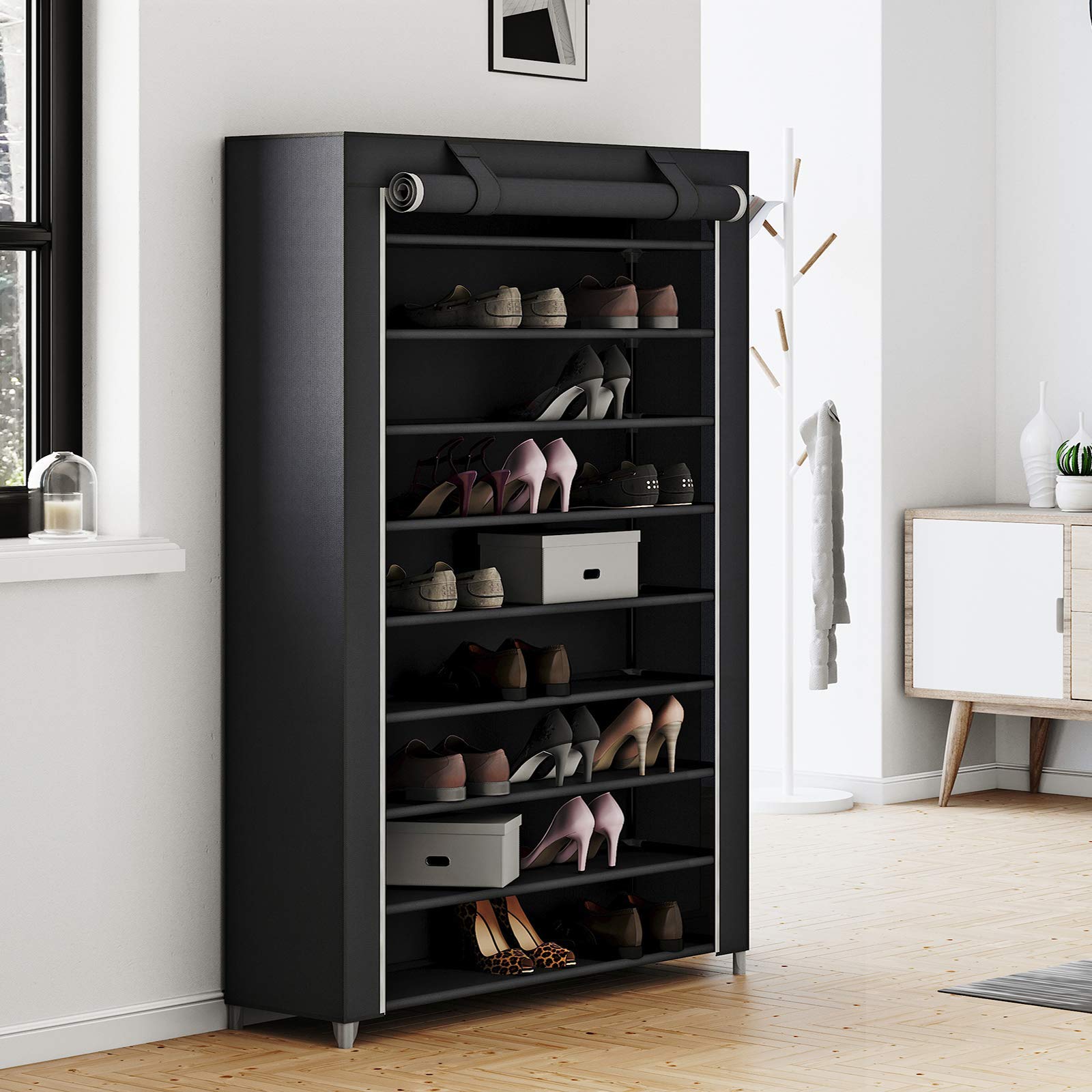 SONGMICS Scarpiera a 10 Livelli, Scaffale con Copertura