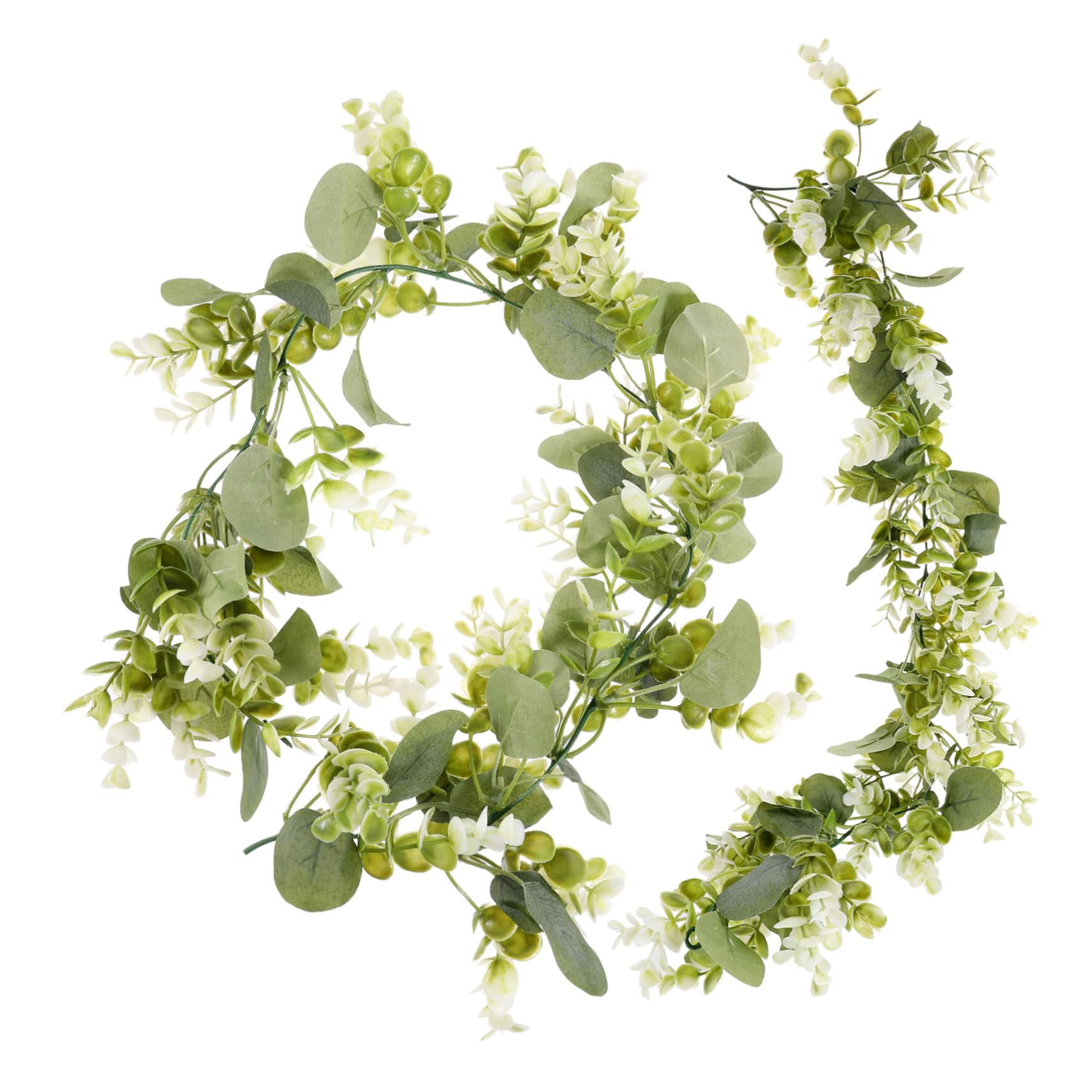 Ghirlanda di Foglie di Eucalipto Artificiale in Plastico Verde, Lunga 1,8 Metri, Resistente, Facile da Curare, per Decorazioni di Festa e Allestimenti Scenografici