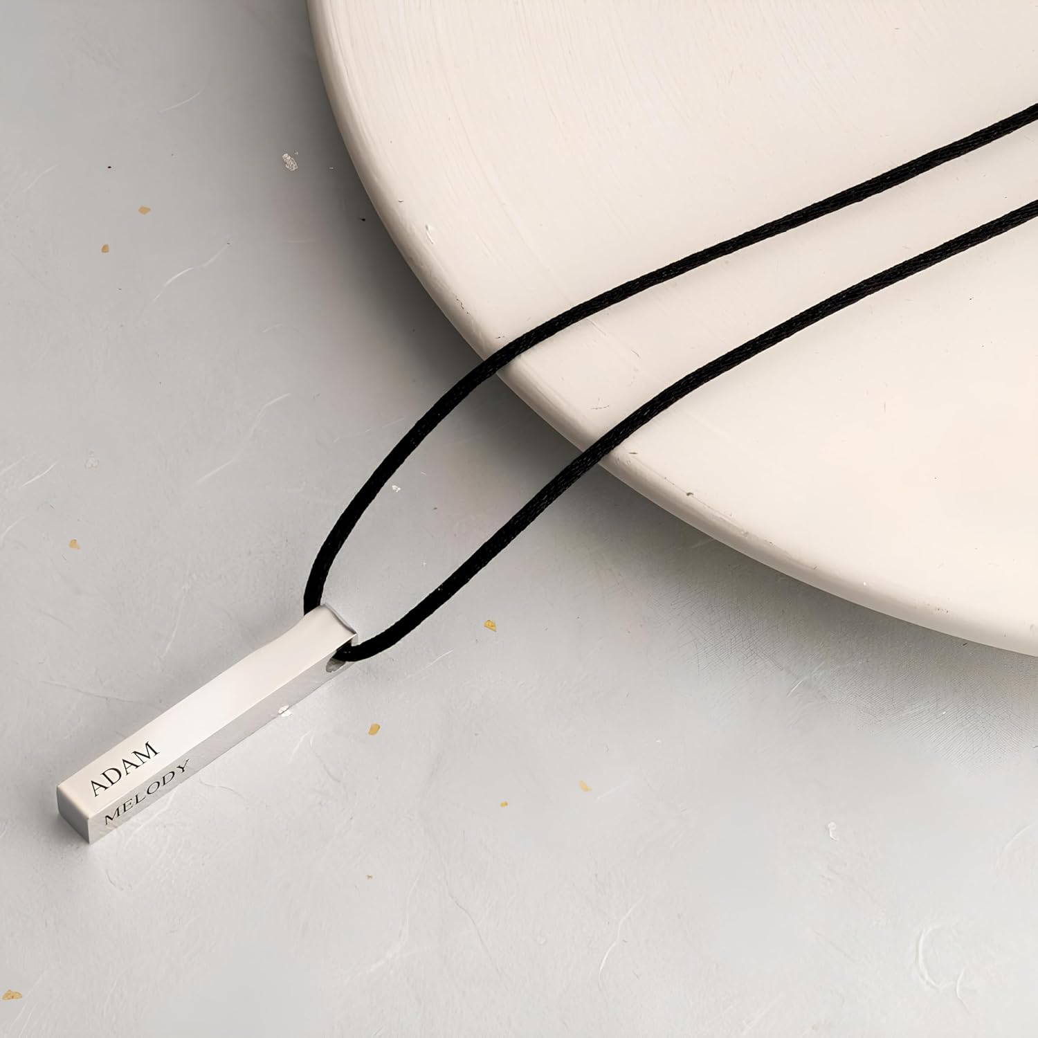 Custom Necklace For Men - Engraved Pendant For Him - Personalized Leather Cord Necklace - Custom Bar Name Necklace For Guys - Image 2