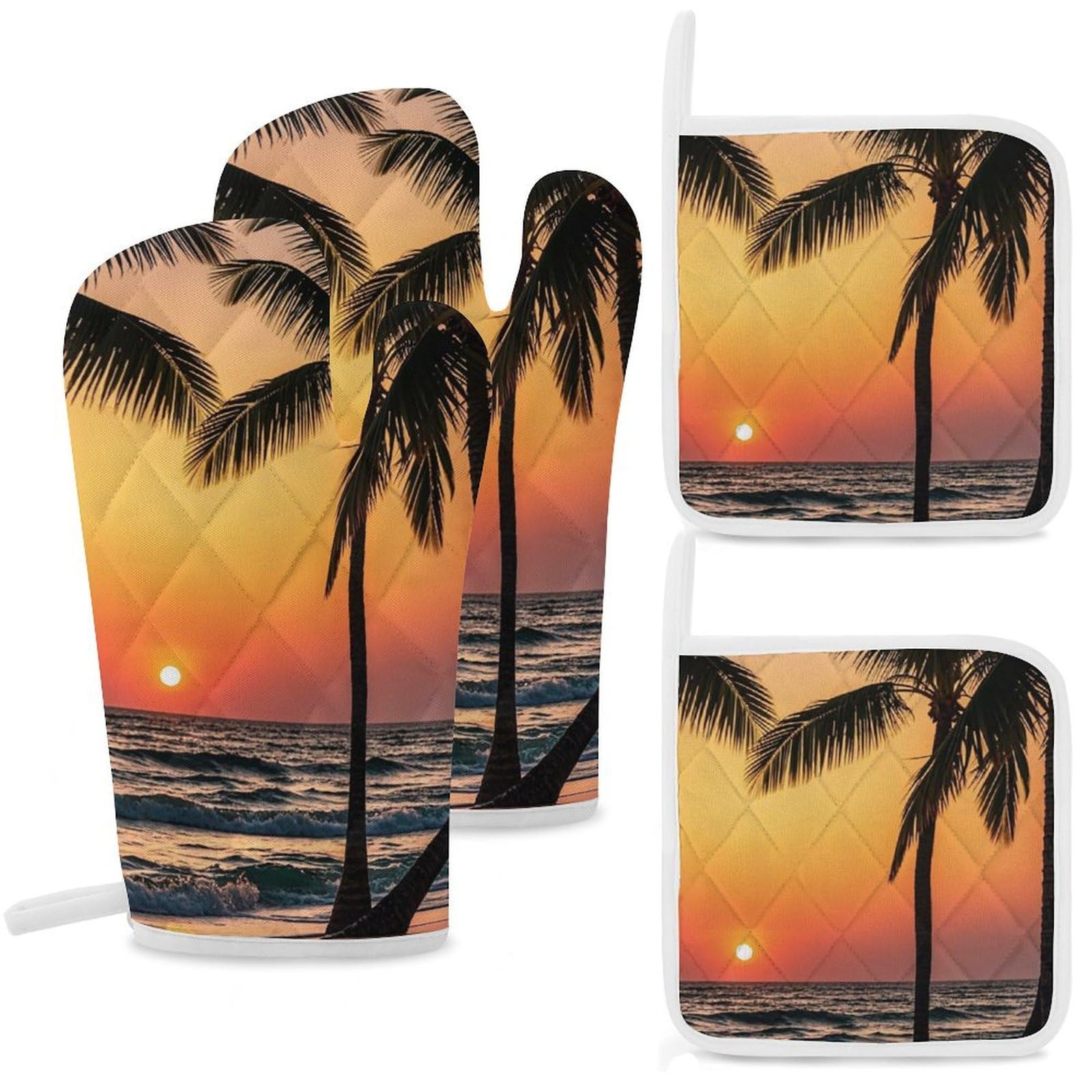 Lot de 4 maniques de cuisine Sunrise of on The Sea manique four résistant chaleur