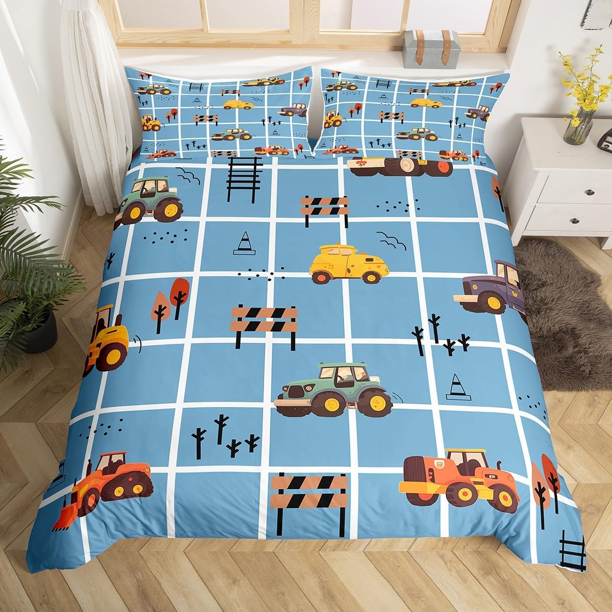 Cute Tropical Fish Duvet Cover Set Queen Size,Ocean World Coral Seaweed Bedding Set,Boys Girls Room Decor,Sealife Marine Creature Comforter Cover,Blue Colorful Quilt Cover,2 Pillowcases(No Comforter)