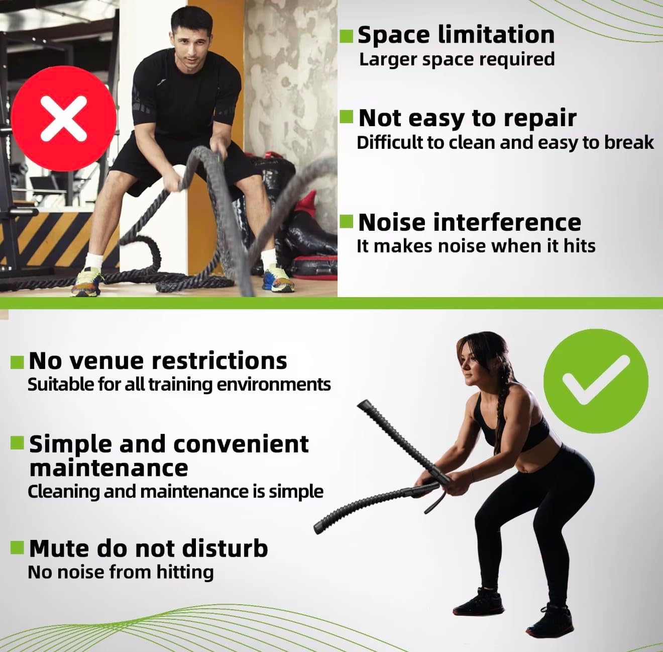 Ropeless Battle Ropes –Weighted Cordless Battle Ropes Training System for HIIT, Cardio & Strength Workouts, Low-Impact Portable Home Gym Equipment for Men & Women