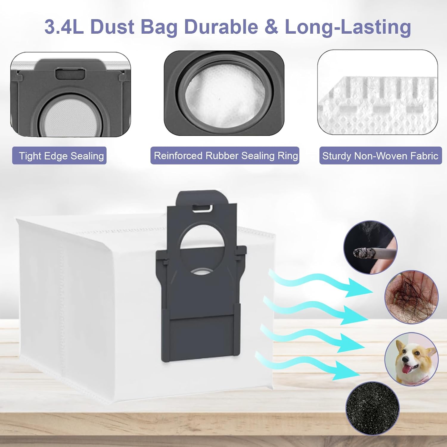 23 Pcs Replacement Parts for Dreame L40 Ultra, X40 Ultra, X40 Master, and Mova P10/P50 Pro Ultra Robot Vacuum, 2 Main Brushes, 4 Side Brushes, 4 HEPA Filters, 6 Mop Pads, 6 Dust Bags,1 Cleaning Brush