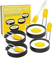 Vista 8 de Anillo de huevo para freír huevos y magdalenas inglesas, molde redondo para moldear huevos con mango antiquemaduras, anillo antiadherente de acero