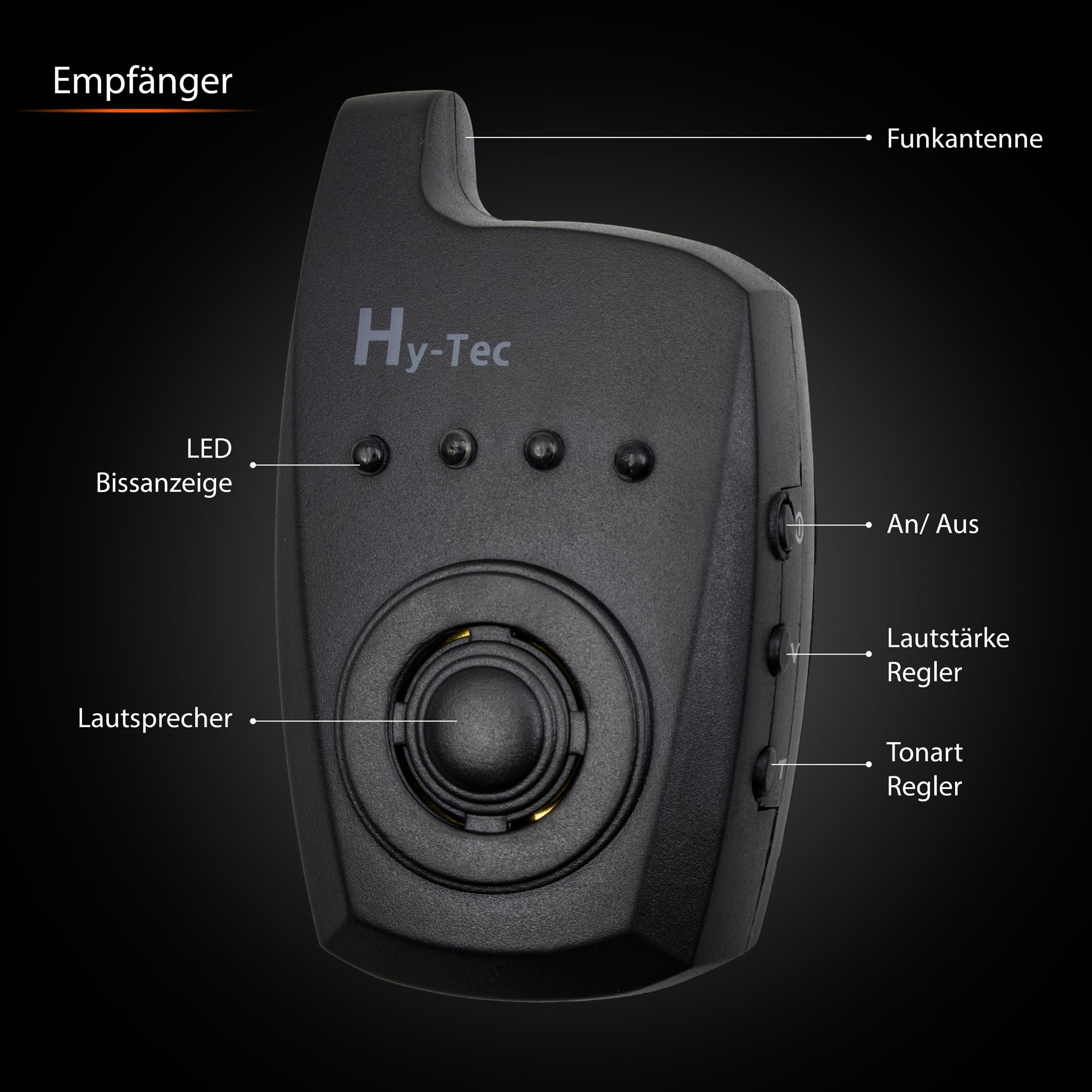 Funk Bissanzeiger Komplettset Hy-Tec 3+1 | inkl. Rod Pod, Indicator System 3+3, 3x Butt Grip Fluo, Funkübertragung, LED-Nachleuchtfunktion