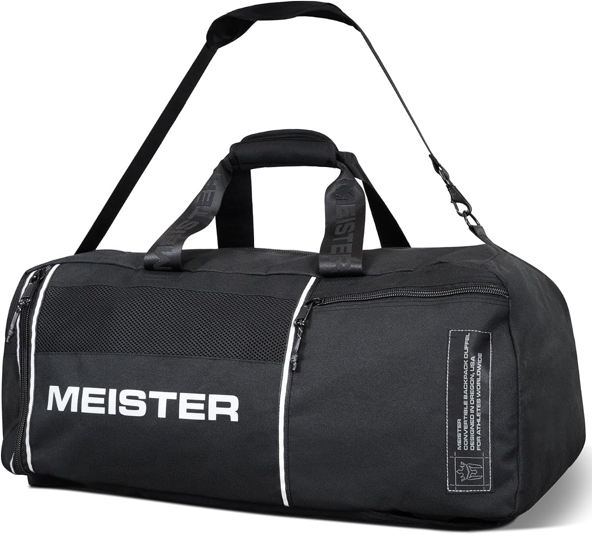 Bolsa de gimnasio/mochila convertible con ventilación Meister - Equipaje de mano ideal | Diseñado para atletas con ventilación de doble malla y construcción ultraduradera para entrenamiento, viajes y uso diario.