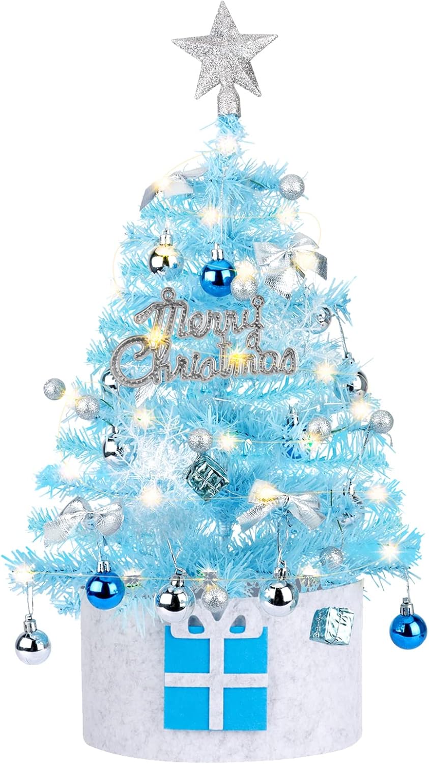 Migaven Tabletop Christmas Tree, 24 inch/2 ft Mini Blue Christmas Tree