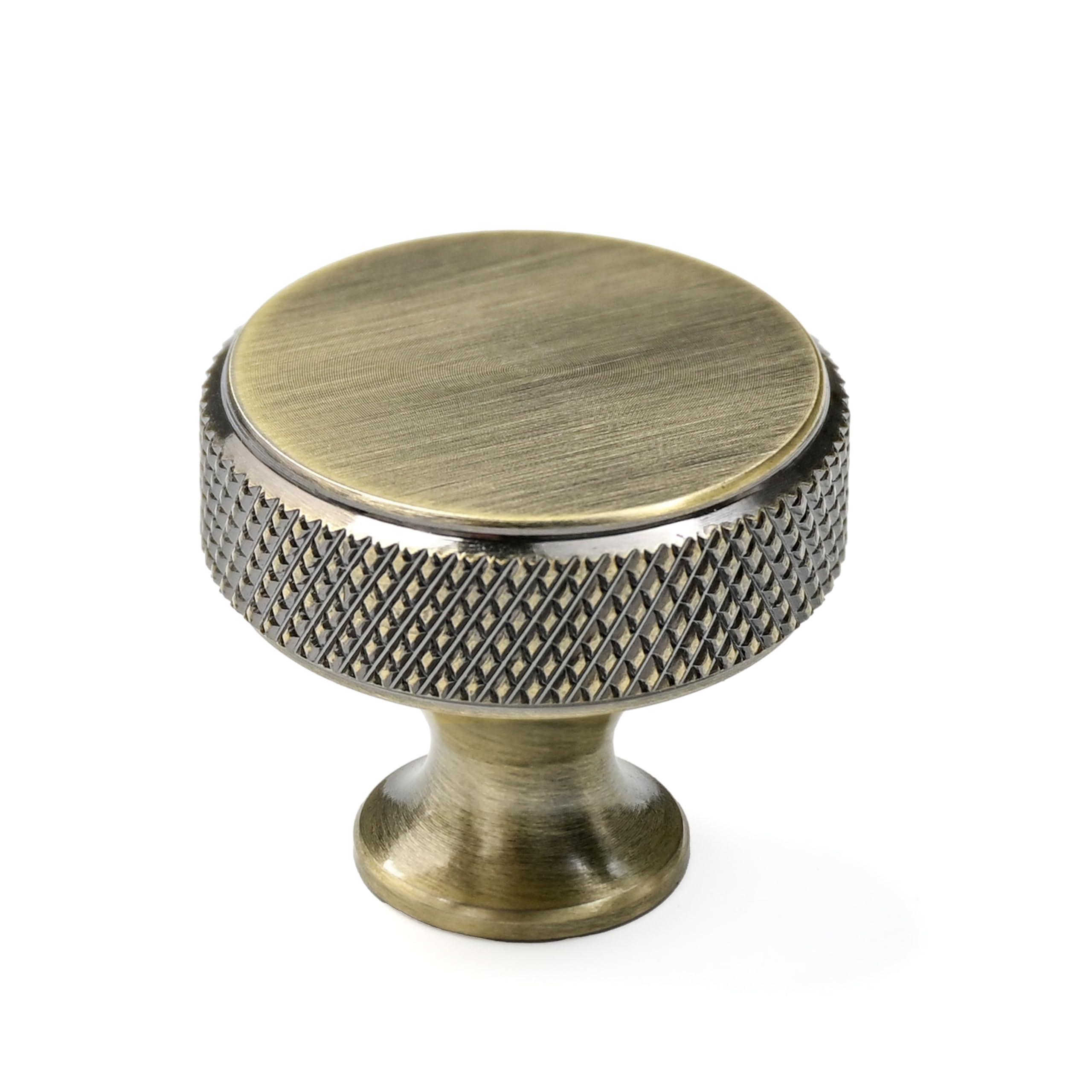 Amerdeco 10 Pack Brushed Antique Brass Knurled Cabinet Knobs Kitchen Cabinet Handles for Drawer Dresser, Cupboard and Wardrobe AM005