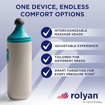 Rolyan Mini Scar Massager, Handheld Portable Vibration Massager with Interchangeable Heads, Quiet, Battery Operated for Targeted Hand & Skin Care, Reduces Appearance and Sensitivity of Scars