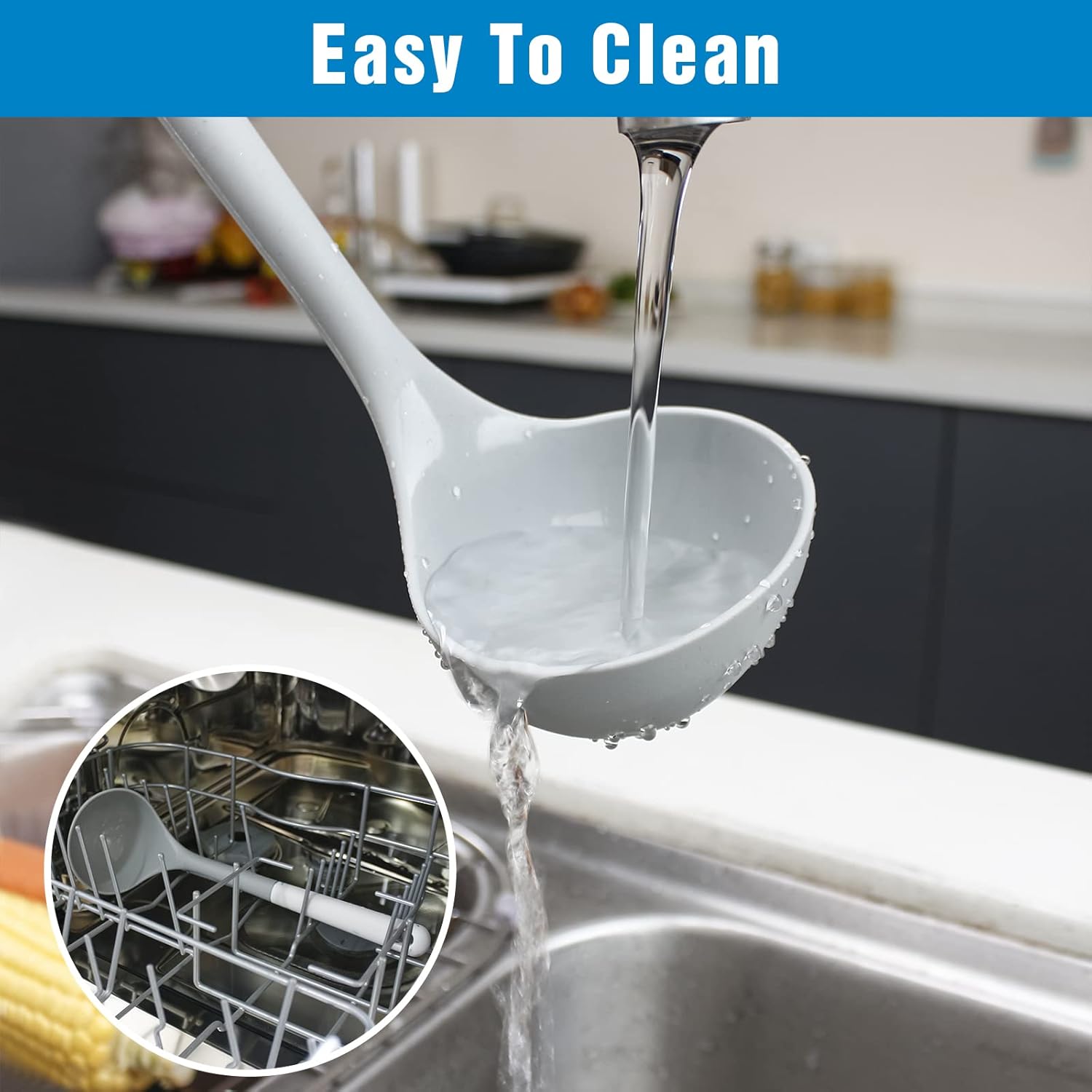 Silicone Ladle, Cooking Utensil For Kitchen, Heat Resistant Kitchen Ladle For Cooking, Soup Ladle, Ladles For Serving BPA Free