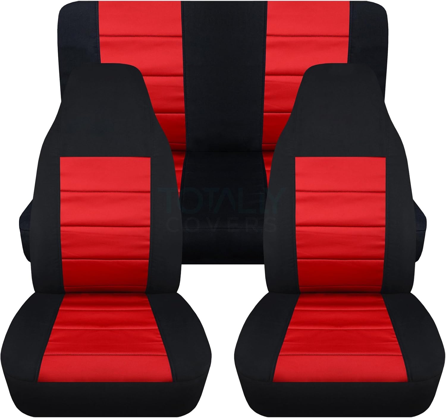 Totally Covers 2-Tone Car Seat Covers: Black and Red - Semi-Custom Fit - Full Set - Will Make Fit Any Car/Truck/Van/RV/SUV (22 Colors)