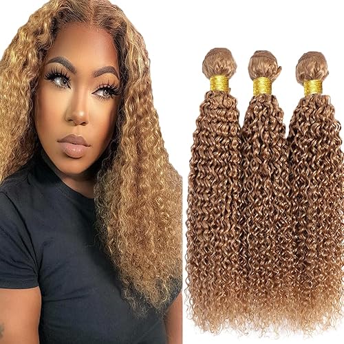 Color 27 Bundles Human Hair Blonde Kinky Curly Bundles Brazilian
