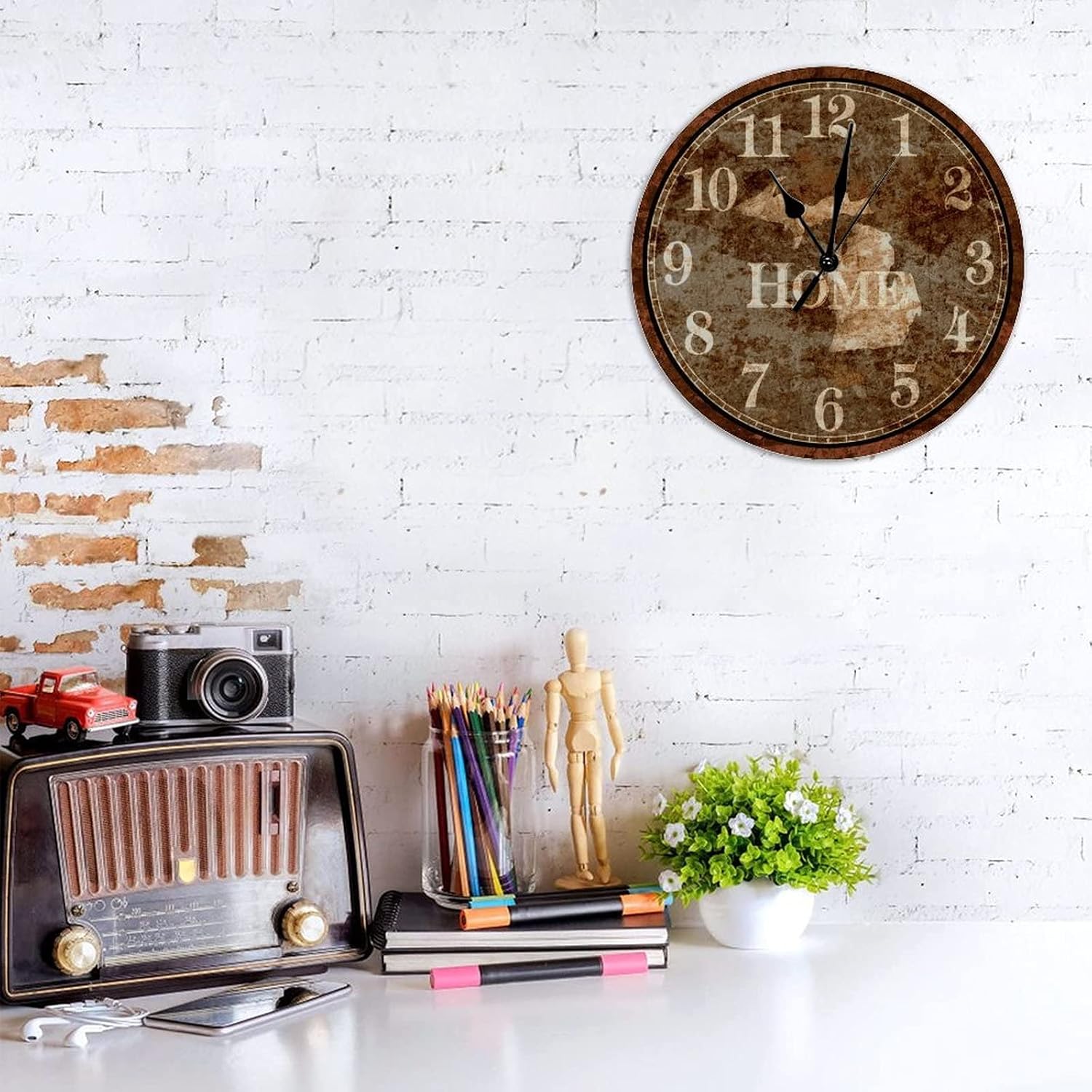 Michigan Home State Clock America Wall Clock Rustic Michigan Large Wooden Wall Clocks Battery Operated 15 Inch Silent Non-Ticking Rustic Nautical Home Decor for Kitchen Living Room Bedroom Office