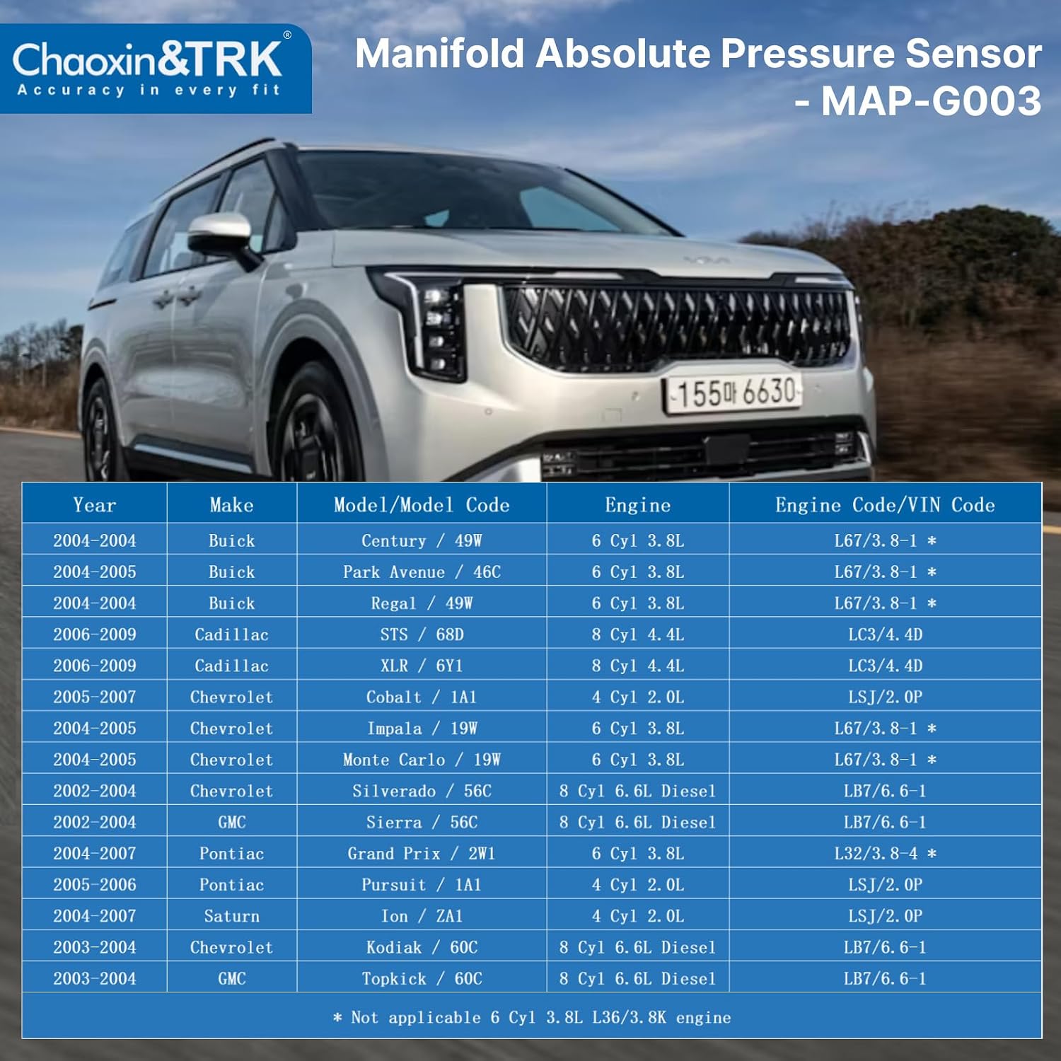 19418810 MAP Manifold Absolute Pressure Sensor, Barometric Pressure Sensor, V8 6.6L Diesel Engine, for 2001-2010 Chevy Silverado Sierra Express Savana