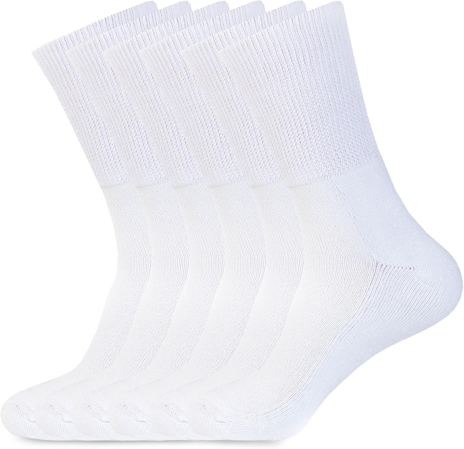 1SOCK2SOCK 6 Pack Diabetic Crew Socks, Therapeutic, Non-Binding Circulatory Silky Soft Cushioned Socks
