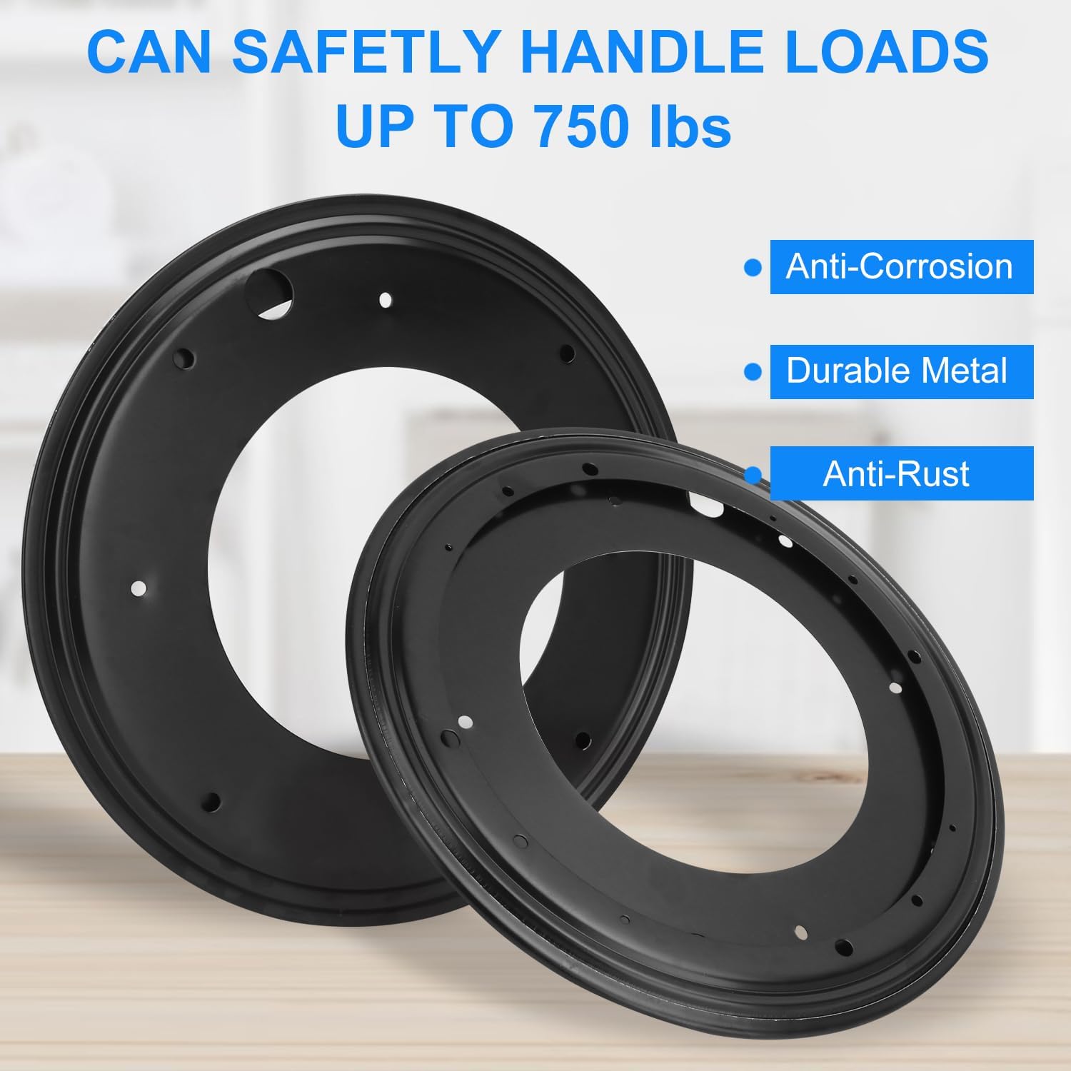6 PCS 12 Inch Black Lazy Susan Turntable Bearing Plate, Easy Installation, Solid Metal Construction, for Home and Industrial