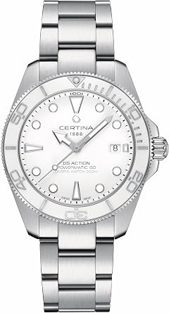 Certina, Mens, DS Action Gent, 40.5, mm, Steel, Automatic, Powermatic 80, Nivachron, Date, Watch, White, Steel, C0484071101100