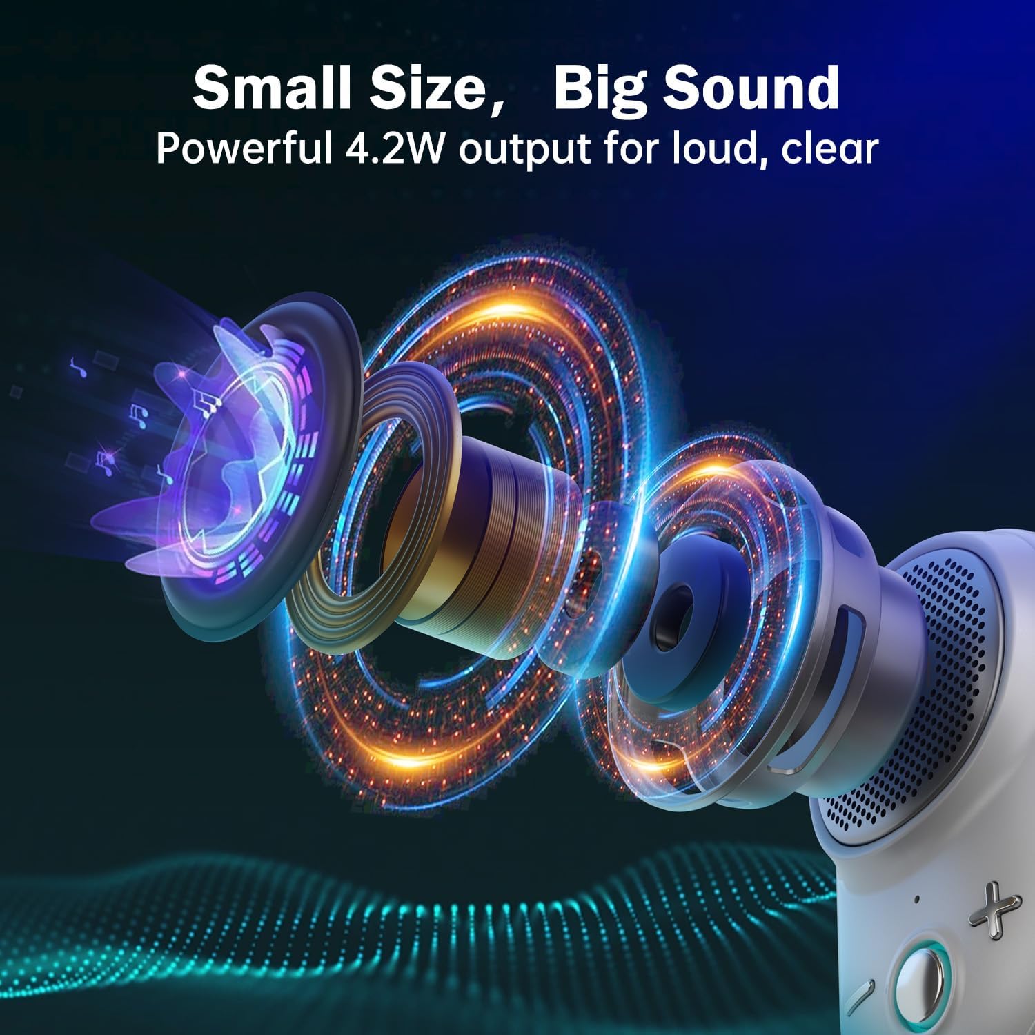 Divoom Itour-S Wearable Bluetooth Speaker, IP67 Waterproof Dustproof, Portable Small Clip-On Bluetooth Speaker, 10H Playtime, for Kitchen, Work, Travel, Biking, Golf, Pool (White)