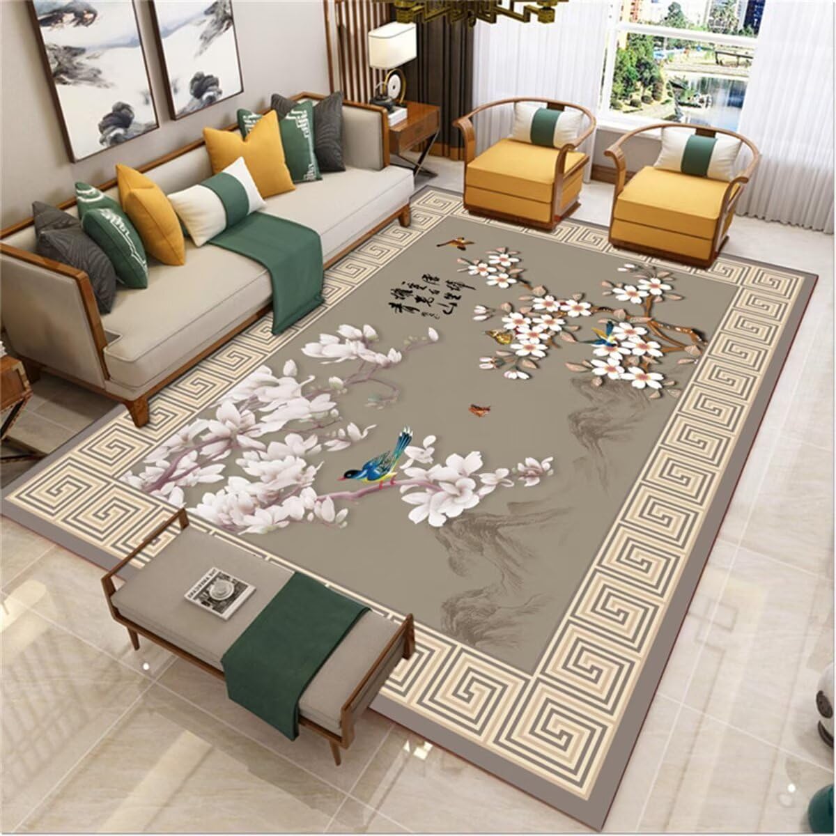 Tapis de salon classique gris 120x170 idéal pour salle à manger