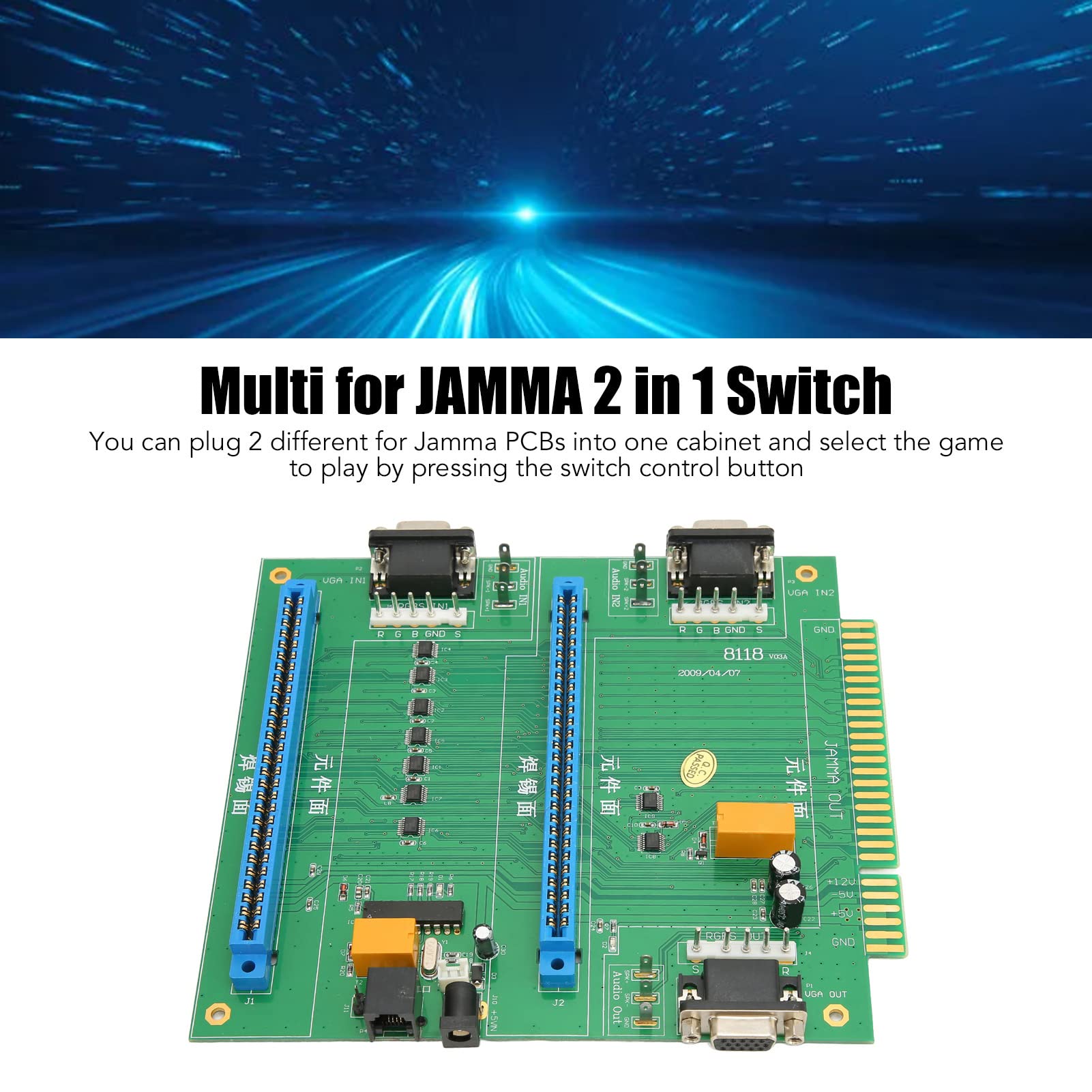 para Interruptor Jamma 2 En 1, para Placa PC Jamma 2 Ranuras Fácil De Instalar Multi para Interruptor Jamma 2 En 1 con Control Remoto para Juegos