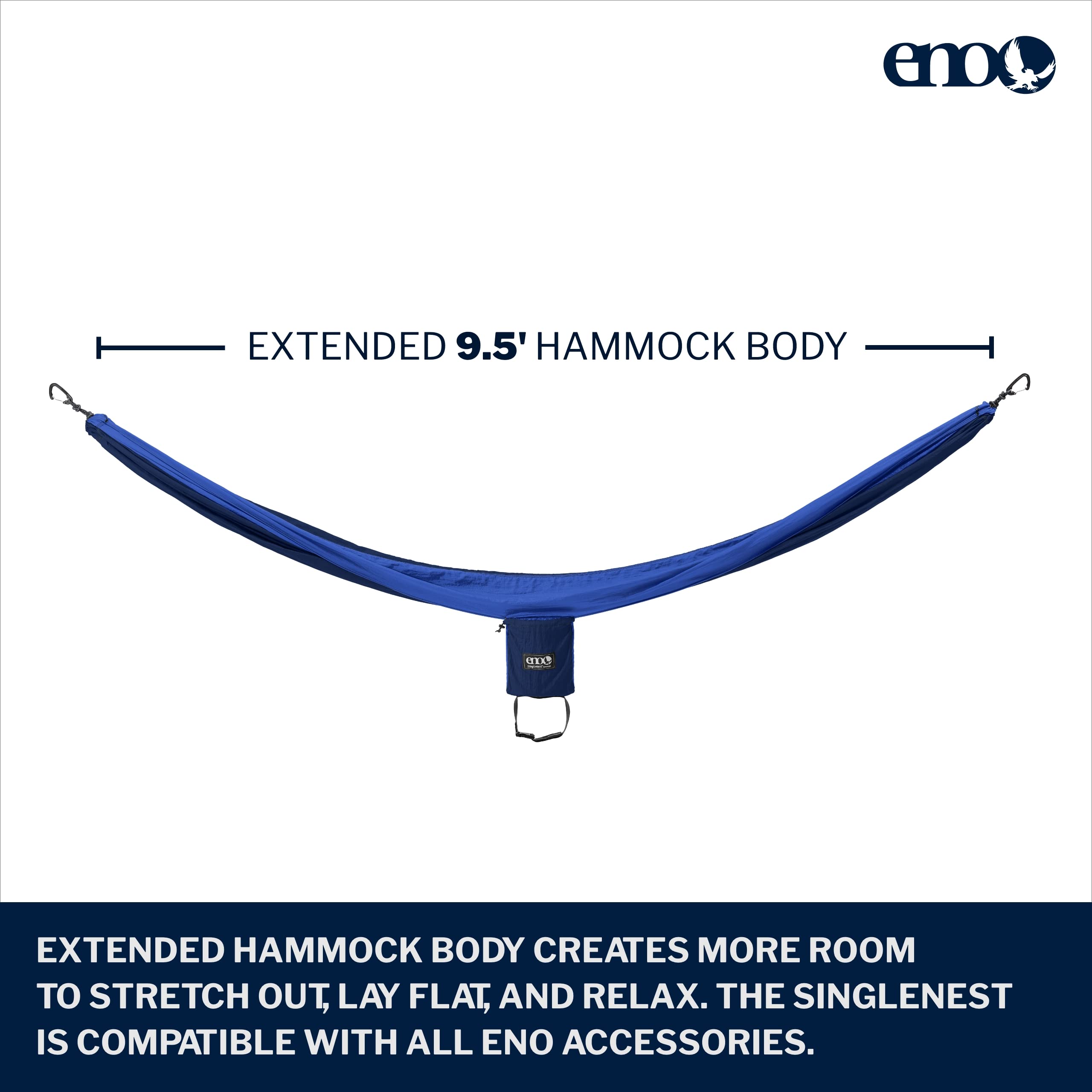 ENO SingleNest Hammock - Lightweight, 1 Person Portable Hammock - for Camping, Hiking, Backpacking, Travel, a Festival, or The Beach - Navy/Royal