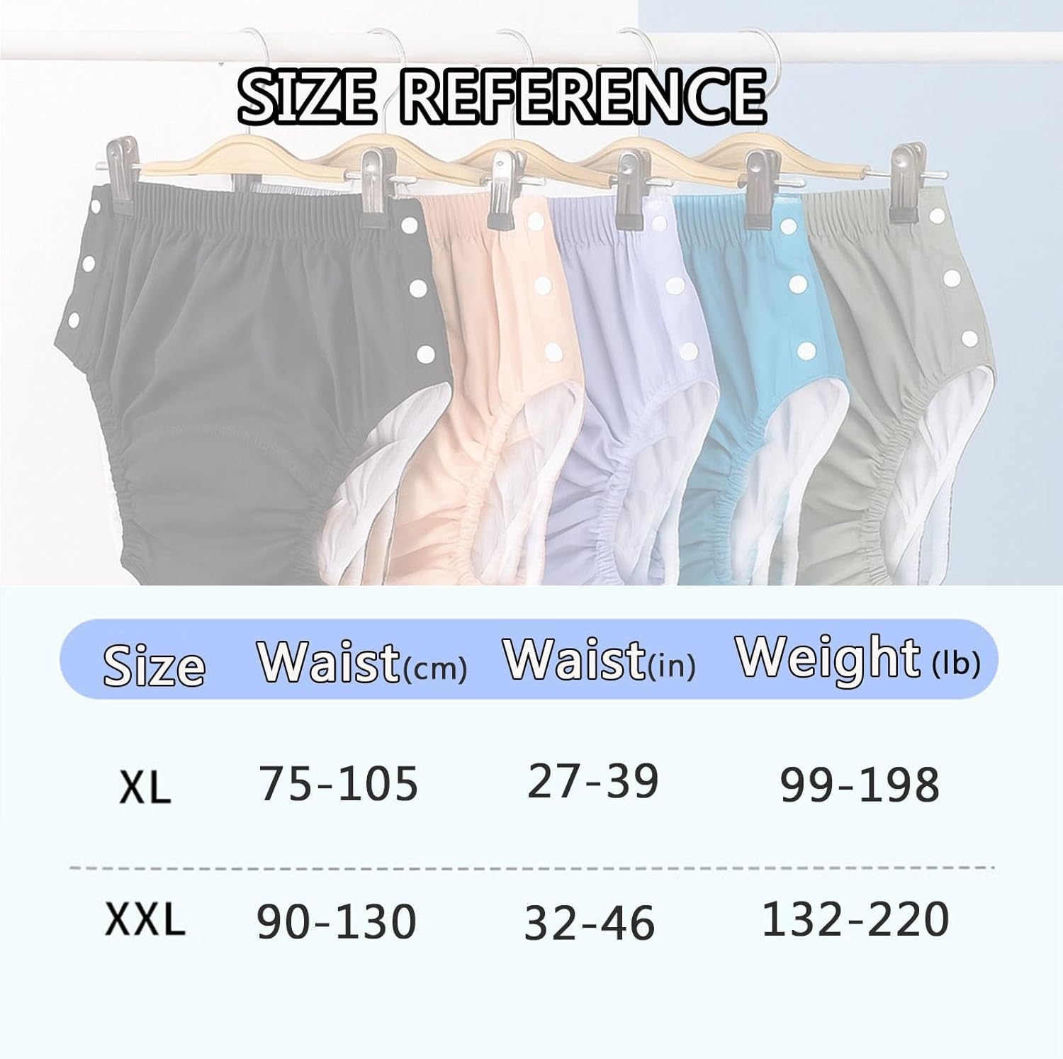 2 Pack Adult Cloth Diaper,Washable Adult Diapers for Women or Men Cloth Diapers Reusable Waterproof Leakproof Panties for Incontinence Care Protection