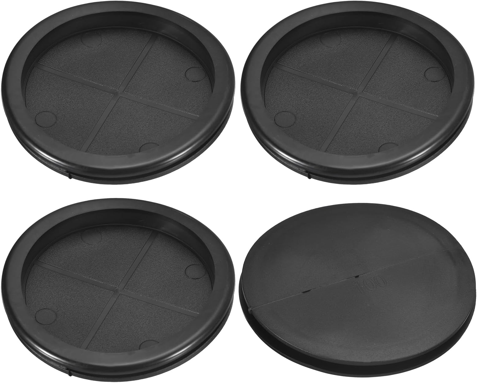 uxcell 4Pcs Rubber Grommets 4" (100mm) Drill Hole, 3-2/4" (91mm) ID Single Sided Hole Plugs Ring Gasket for Firewall Cable Wire Protecting, Black