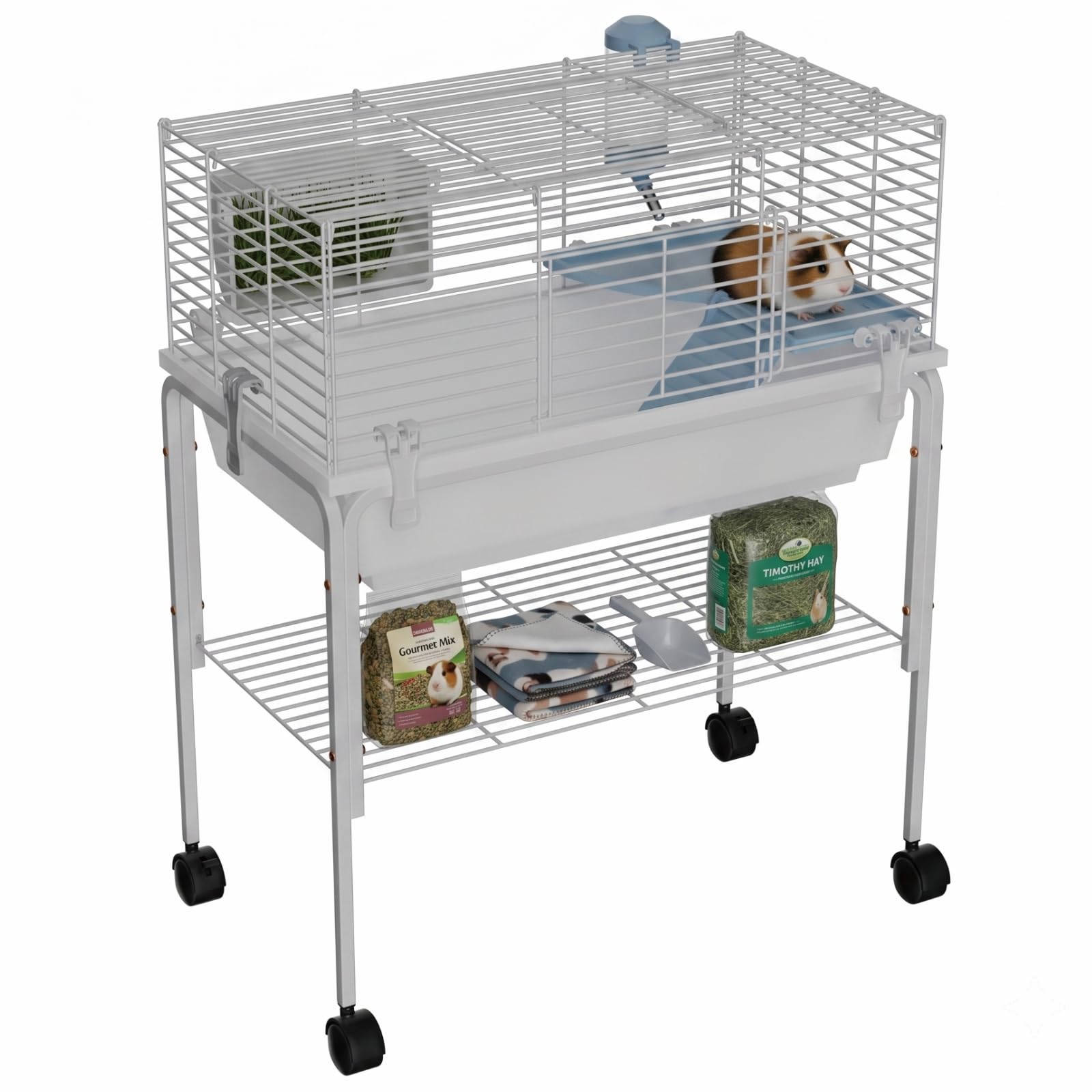 STILLCOVE Meerschweinchenkäfige mit 2 Etagen für den Innenbereich, mit Ablagefach & Heufutterstation | Mit Plattform & Rampe, Wasserflasche, Kleintierkäfig & Lebensräume für Hamster, Haustierratten, Igel, Rennmäuse, Nager, Hase