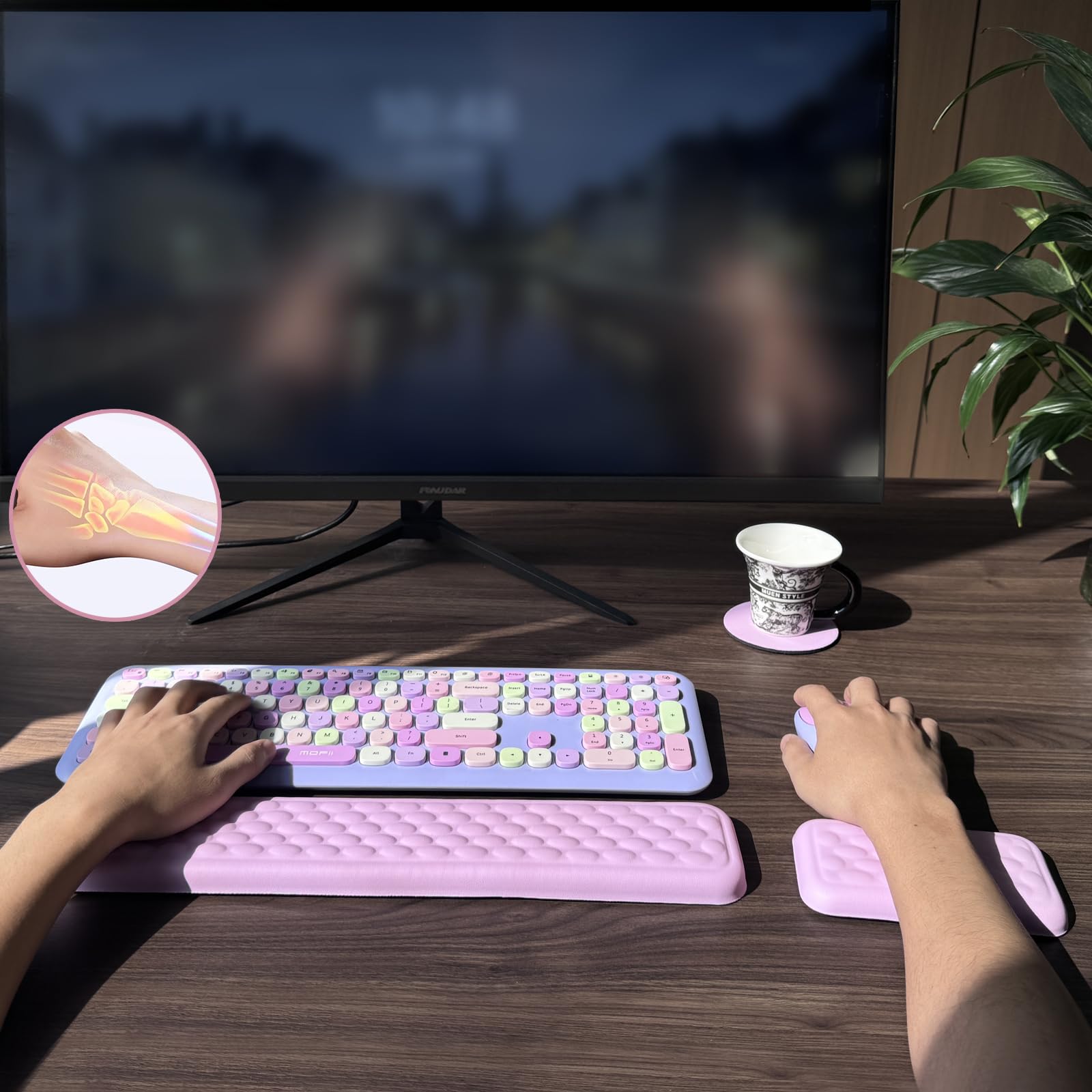 Ergonomische Handgelenkauflage für Tastatur und Maus, Computertastatur-Handgelenkauflage – weiches Memory-Schaum-Tastatur-Handgelenkauflage-Set, Schmerzlinderung für Laptop, Arbeiten, Tippen, Gaming,