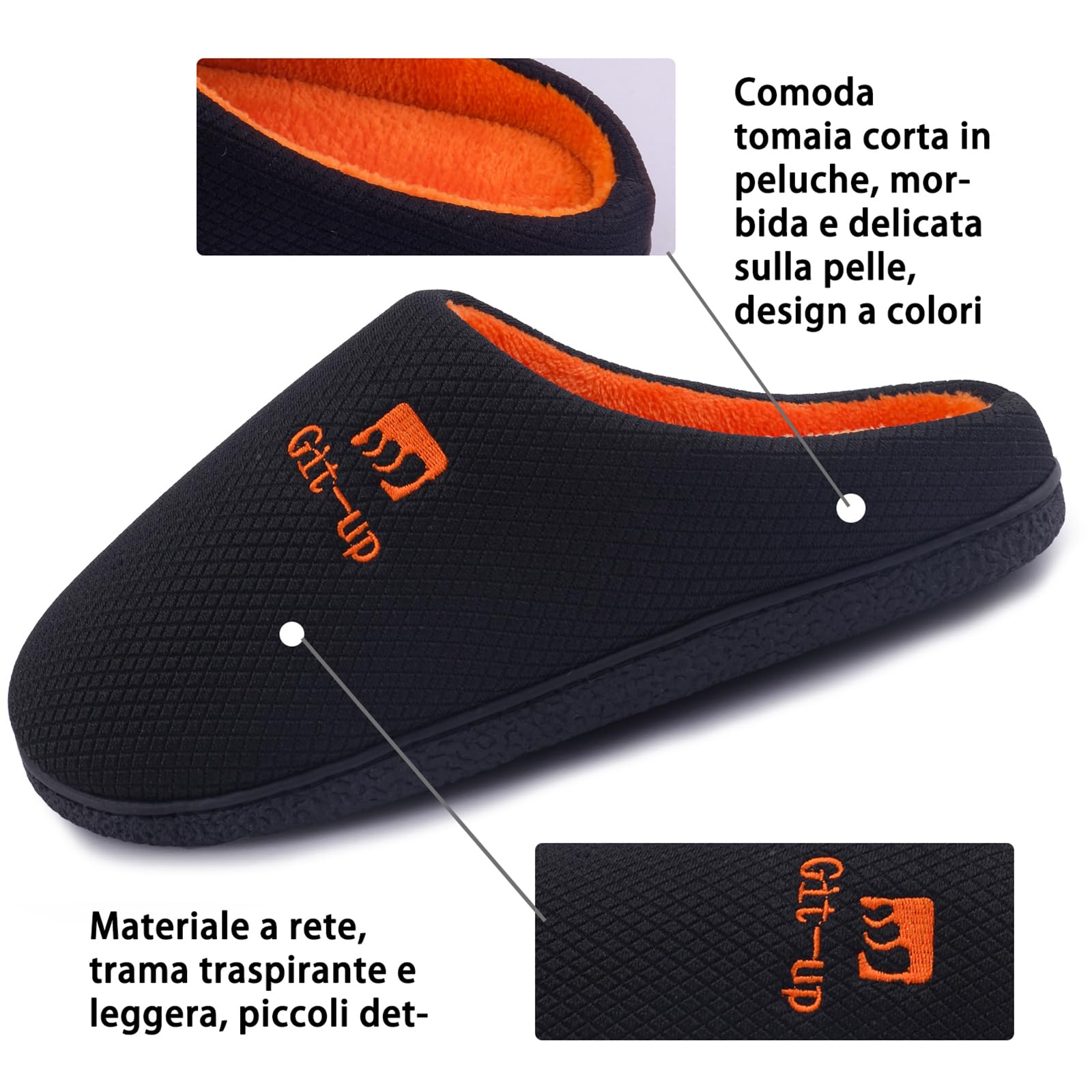Git-up Pantofole da per Uomo Donna Morbido Memory Foam Morbido Caldo Suola Antiscivolo Scarpe da Casa per Interno Esterno