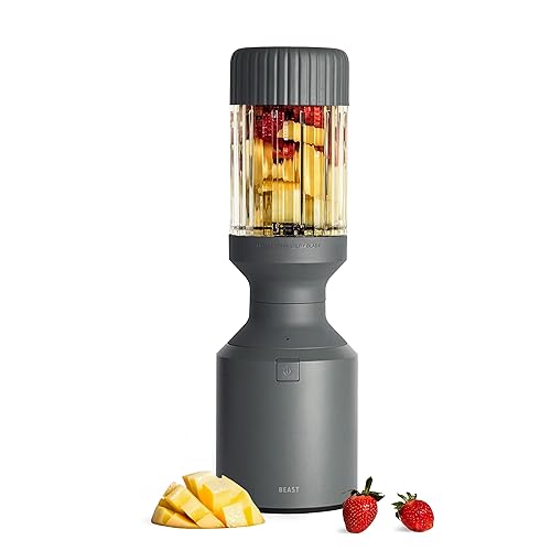 Beast Mega 1200 | Premium Countertop Blender | Smoothies, Shakes, Sauces, Dips, Soups | Blends Ice and Frozen Fruit | Includes Extra Lids and Straw System | 1200W | (Charcoal, 120V) - Mega 1200 - Charcoal