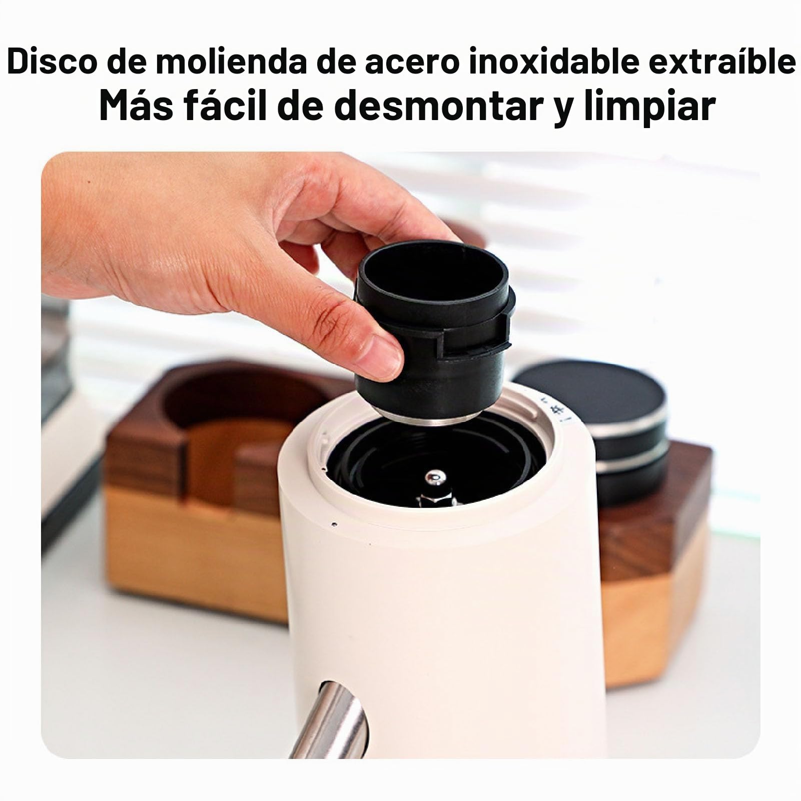 Dpofirs Molinillo de café de Burr, Molinillo de café de Dosis Individual Eléctrica, con 60 Configuraciones de Rutina, 80 G de Capacidad, Soporte de Portafiltro para Espresso Goteo Francés (685