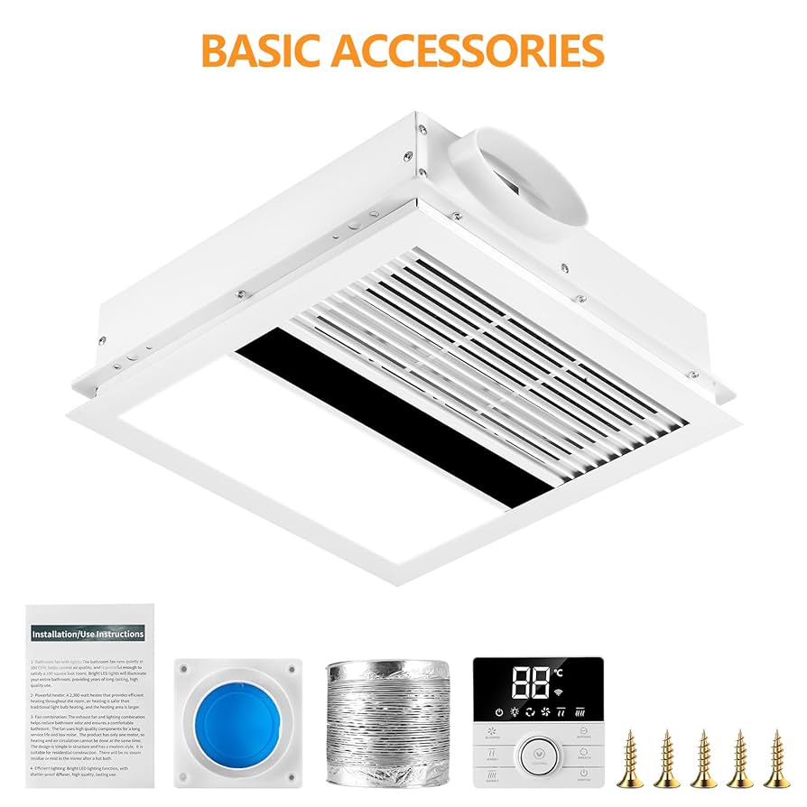 Amazon.com: FLYINGFOX Bathroom Exhaust Fan, Heater, LED