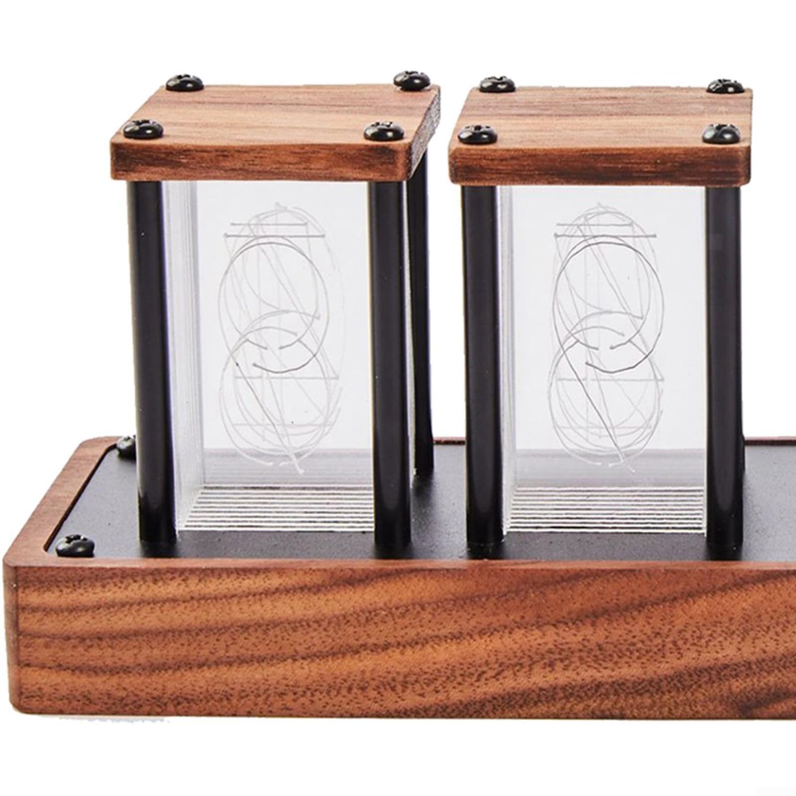 Nixie Horloge tube électronique LED Glow Simulation rétro moderne en bois alimenté par USB Décoration de la maison